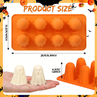 8 cavités Halloween Silicone 3D fantôme chocolat bonbons moules à gâteaux pour gelée gommeuse bonbons résine décorations de gâteau