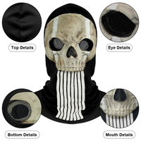 Masque en latex effrayant Call of Duty avec texture de crâne de démon et visage de fantôme pour Halloween, maison hantée, escape room, accessoire personnalisable