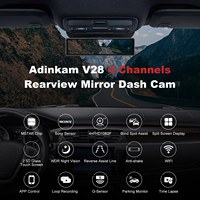 ADINKAM Caméra de tableau de bord pour voiture avec écran tactile IPS de 12 pouces, 4 canaux, vision nocturne, résolution 1080p, garantie d'un an, enregistreur vidéo intégré