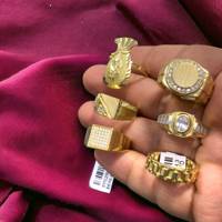 Bague pour homme Duyizhao plaquée or 14 carats avec pierres CZ style dollar, bague massive pour homme