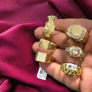 Duyizhao 14K placcato oro Mens CZ anello in pietra stile dollaro anello gruppo uomo anello pesante - Product Image 4