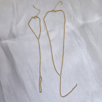 Ensemble de bijoux empilables pour femme, collier lariat, bague et bracelet en laiton plaqué or, chaîne torsadée minimaliste, vente en gros, nouveauté