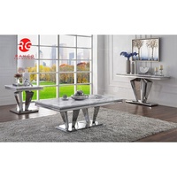 2022 conception de luxe de haute qualité argent acier inoxydable lumière gris marbre chrome canapé table
