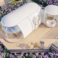 Dôme géodésique en verre transparent moderne, tente en polycarbonate, glamping en plein air, maison avec salle de bain, quatre saisons