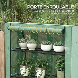 Modern PE <strong>Greenhouse</strong> for <strong>Balcony</strong> 4-Tier Steel Frame with Zip Door &amp; Roll-up for Vegetables Plants Flowers - Product Image 6