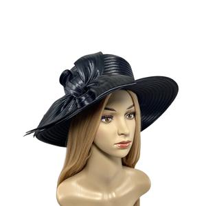 Sombrero de satén negro con lazo para mujer, estilo clásico, para iglesia, Derby de Kentucky, vestido, cloche, sombrero para el sol, fascinador, fiesta de té, boda, novedad de <span class=keywords><strong>2022</strong></span> - Product Image 2