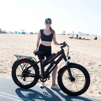 Vélo de montagne électrique pas cher 750W 26 pouces avec batterie au lithium, moteur arrière sans balais, pneus larges, cadre en acier, freins à disque, pour adultes