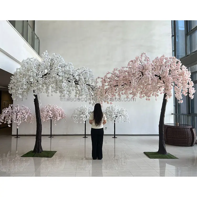 Düğün dekor masa Centerpiece asılı sahte ipek Sakura çiçek ağacı 120cm 150cm ağlayan yapay kiraz çiçeği ağacı