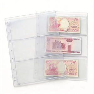 Pages d'album pour billets de banque standard à 9 trous, transparentes, à feuilles mobiles, simple face, 1 à 7 rangées, pour collection de devises - Product Image 1