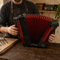 Accordéon à boutons 60 basses 62 touches 37 clés, système B, avec motifs sculptés exquis pour la musique folklorique et les spectacles sur scène