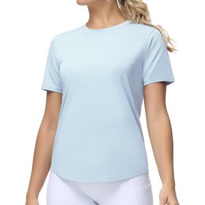 FOXA T-shirt de yoga respirant à manches courtes pour femme, col rond, haut de sport 100% polyester - Product Image 2
