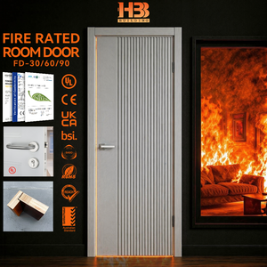 Puerta Interior de Madera Maciza Precolgada, Resistente al Fuego, de 45 Minutos de Duración, Diseño Gris Moderno ULC S104, para Restaurantes Canadienses - Product Image 1