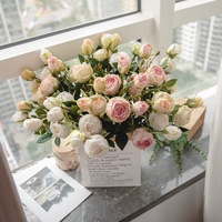Roses à double tête à longues tiges et franges, style INS, pour la décoration intérieure et les événements de mariage, fleurs artificielles en gros