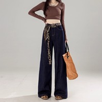 Pantalon en jean ample et respirant pour femme, de haute qualité, avec logo personnalisé, taille haute extensible, grandes tailles