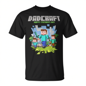 T-shirt Dadcraft a maniche corte girocollo con stampa digitale per adulti, uomo, riunioni di famiglia, feste, regalo con motivi da gamer - Product Image 2