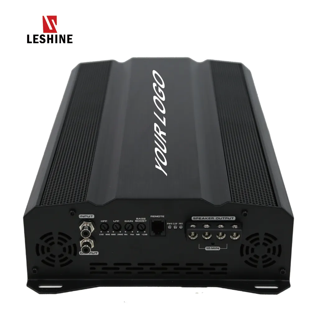 Leshine R 8000W Amplifier Mobil Monoblockes, Amplifier Mobil Desain Digital Kelas D RMS Kekuatan Tinggi Profesional