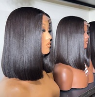 Parrucche senza colla, lisce come seta, con frontale in pizzo HD, in capelli vergini umani con cuticole allineate, per donne di colore