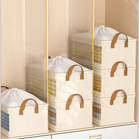Panier à linge pliable en tissu de lin Panier de rangement pour vêtements lavable avec sac à poussière Panier à linge pliable avec fenêtre transparente