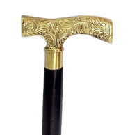 Canne de marche vintage faite à la main avec poignée Derby en laiton gravé, bâton en bois noir, aide à la mobilité élégante, cadeau pour hommes et femmes, décoration