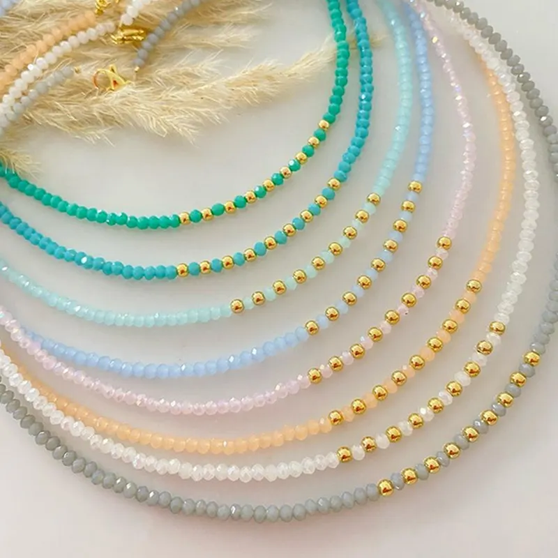 Handmade Colorful Natural Crystal Quartz Beaded Choker Necklace Jewelry