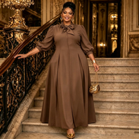 Robe longue de style africain, nouvelle mode, couleur unie, taille plus, en mousseline de polyester, kaftan formel, abaya pour femmes