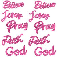 Nouveau patch brodé thermocollant éco-responsable rose vif avec les mots « Jésus, Prière, Croyance, Je ne suis pas parfait, mais je suis» en édition limitée pour chapeaux