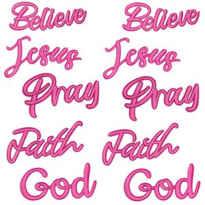 Nouveau patch brodé thermocollant rose vif avec inscription « Jésus Prière Croyance Je ne suis pas parfait mais je suis» édition limitée - Product Image 3