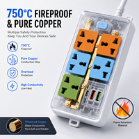 Regleta de alimentación universal profesional de 4 tomas con 1 puerto USB-C, 2 puertos USB-A, 10A, 2500W, interruptor maestro, centro de alimentación, color blanco