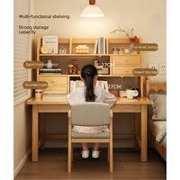 Bureau d'ordinateur en bois massif Huanju avec étagère intégrée, non pliable, non réglable, gain de place, écologique