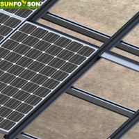 Système de montage solaire résidentiel, rails en aluminium, structure de montage au sol triangulaire pour installations de panneaux photovoltaïques sur toit plat