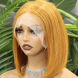 FH #30 Linen Colored Straight Human Hair Bob <b>Wigs</b> 13x4 Transparent Lace Frontal Vietnamese Hair <b>Short</b> <b>Wig</b> - Product Image 1