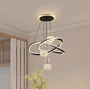 Lampu gantung LED emas Modern akrilik, lampu liontin aluminium tinggi dapat diatur dapat diredupkan untuk rumah ruang tamu (605A/<span class=keywords><strong>3</strong></span> + 1) - Product Image 4