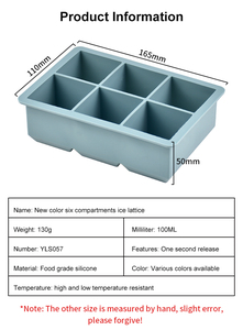 Bandeja de silicona de grado alimenticio para cubitos de hielo, molde cuadrado de 6 cavidades con tapa extraíble a prueba de fugas, reutilizable para congelador, whisky, bebidas y cerveza - Product Image 2