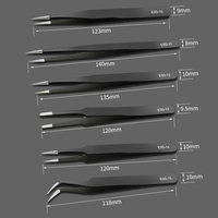 Kit de pinces à épiler industrielles DIY 9-en-1 antistatiques ESD à pointe courbée très fine de 1,5 mm en acier inoxydable ESD-10 ESD-18 pour l'électronique