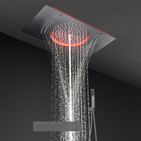 Ensemble de douche LED moderne 600x330mm avec colonne de douche pluie en acier inoxydable et mitigeur cascade