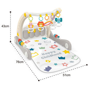 Tapis d'éveil et trotteur multifonctionnel 2-en-1 pour tout-petits avec piano à pédales et jouet à pousser et à tirer, trotteur musical d'activités pour bébé - Product Image 4