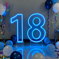 Vente en gros de lettres acryliques géantes de 2 pieds, 3 pieds, 4 pieds, chiffres de 0 à 9, lettres géantes en néon avec éclairage pour les fournitures de fête, les événements, la décoration de mariage
