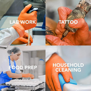 Disposable Orange Disposable Diamond Powder Free Nitrile Gloves Oil Resistant Heavy Duty Diamond Nitrile Gloves - Product Image 4