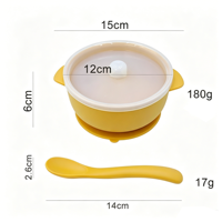 Ensemble de vaisselle portable à motif uni, compatible micro-ondes, avec logo personnalisé, bol à boire souple pour bébé, bol à ventouse en silicone pour aliments pour bébé