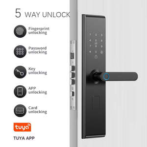 Hot Selling Wooden Door Semi-Automatic Fingerprint <b>smart</b> <b>Lock</b> with Password Key Cloud Tuya App Unlock fit 5050 <b>lock</b> body - Product Image 2