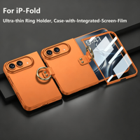 HEYBINGO Heavy Duty Opvouwbare Telefoonhoes Volledige Randbescherming Matte Ringhouder Anti-slijtage Shell voor IP 18 Fold