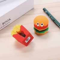 Taille-crayons en silicone de haute qualité en forme d'animaux, lapin mignon et designs de hamburger pour la papeterie en gros