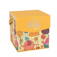 Boîte cadeau en papier d'art de luxe avec motif d'ours de dessin animé, laminage mat, pour baby shower, anniversaire d'enfant, baptême