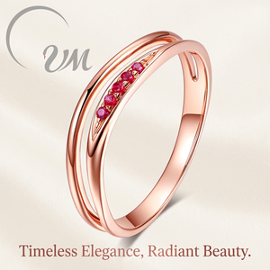 Anillo de Oro Rosa de 18K con Rubí Natural de UM Jewelry, Diseño Único, Pulido Exquisito, Venta al por Mayor, Unisex/Hombre/Mujer, Regalo de Aniversario/Boda - Product Image 2