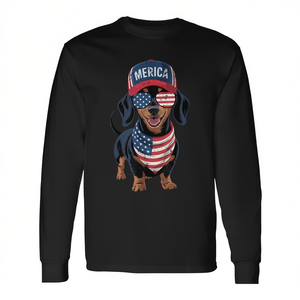 Camiseta de manga larga patriótica con bandera de Estados Unidos del 4 de julio para perros Dachshund - Product Image 2
