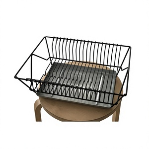 Escurridor de Platos Decorativo de Metal para Fregadero de Cocina con Bandeja, de Dos Niveles y 19 Compartimentos - Product Image 1