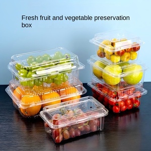 Op maat gemaakte transparante voedselverpakking van PET-plastic, wegwerpbaar clamshell doosje voor groenten, fruit, druiven, lychees en kersen - Product Image 2