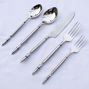 Hotel Supplies Stainless Steel Silver <b>Mirror</b> Polished Cutlery Set With Round <b>Plain</b> Tapper Handle Flatware Elegant Flatware - Product Image 5