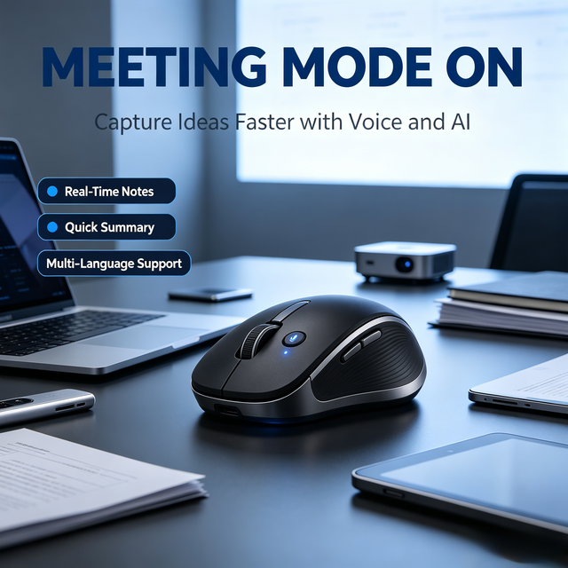 For High-Efficiency AI Wireless Mouse Real-Time Multilingual Translation Meeting Content Summary OCR Screenshot Code Mouse.