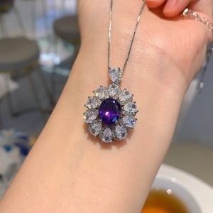 High Quality Purple Zircon Luxury Necklace <b>Earrings</b> and Ring <b>Set</b> Eco-friendly Copper Gift 3Pcs <b>Sets</b> for Women Jewelry - Product Image 5